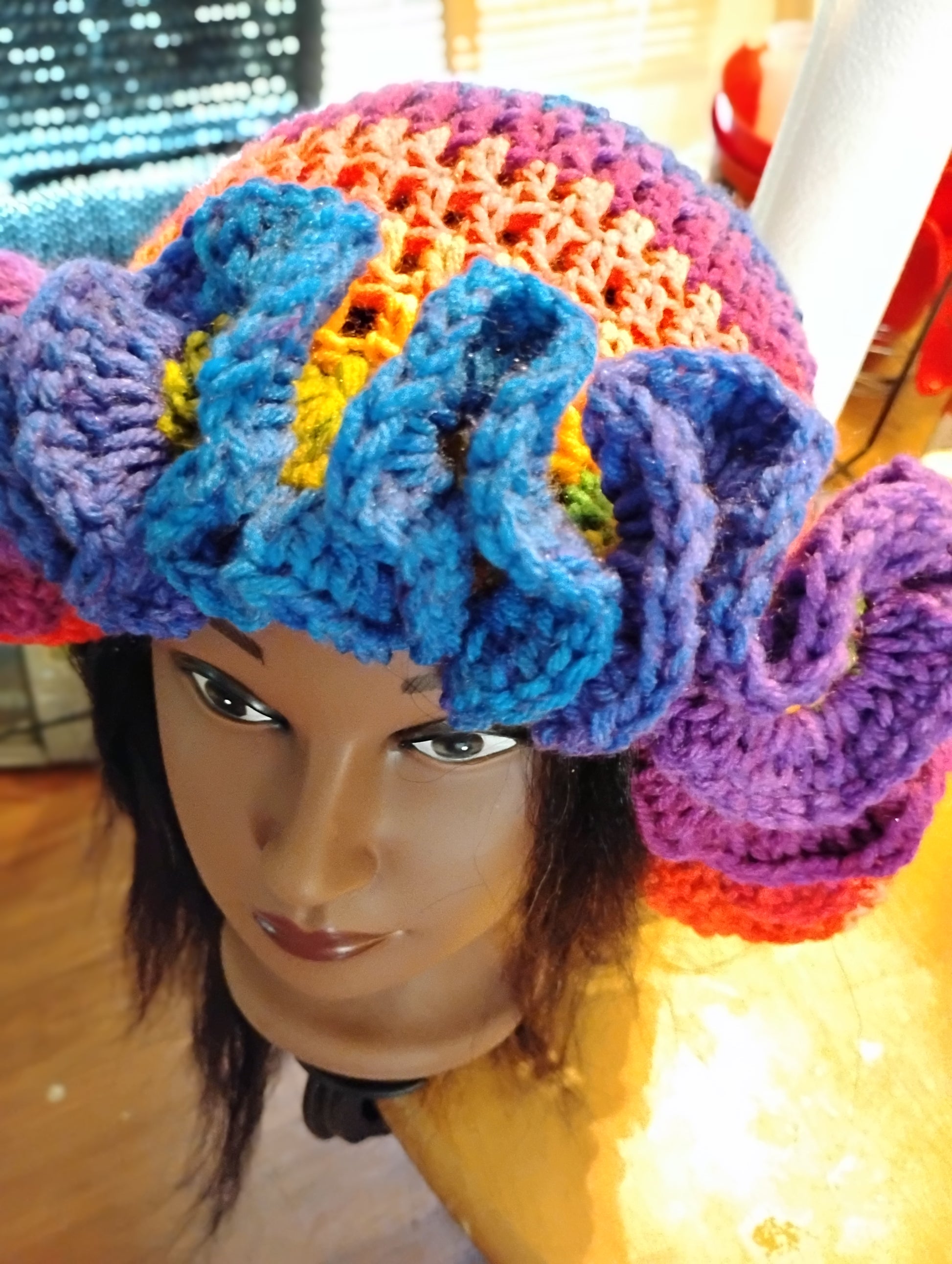 Crochet ruffle hat